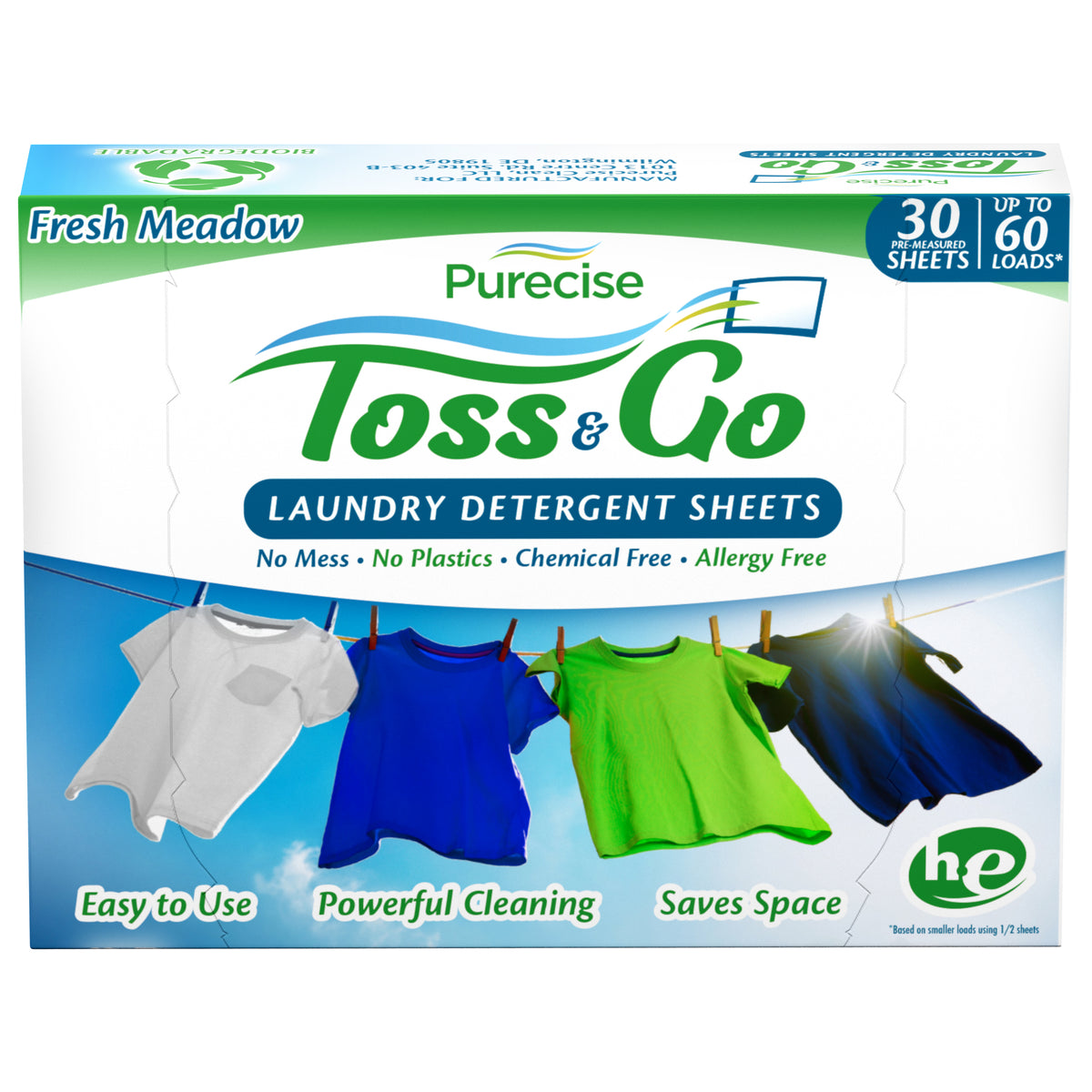 Toss &amp; Go Laundry Detergent Sheets Box (Up To 60 Loads)