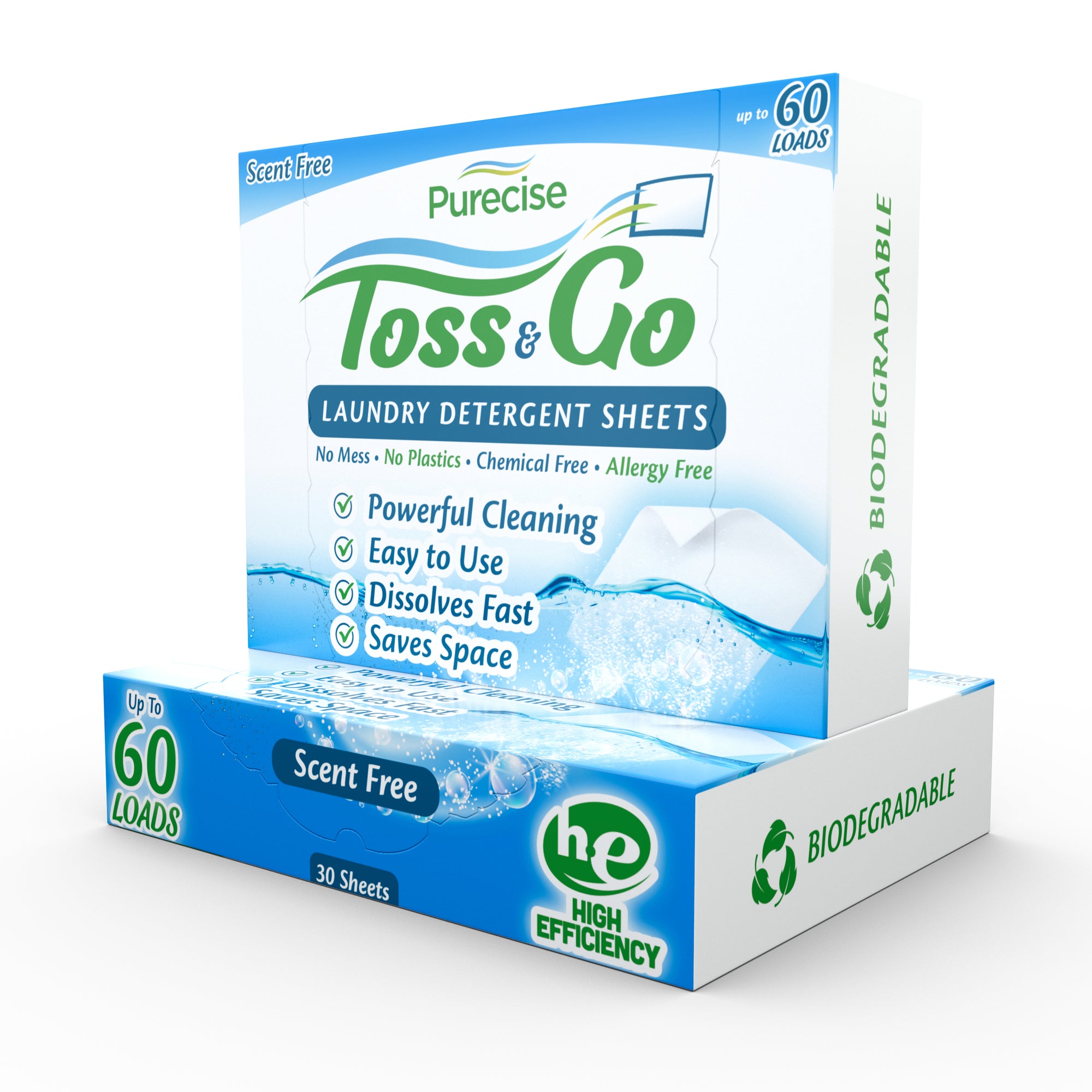 Toss & Go Laundry Detergent Sheets Scent Free