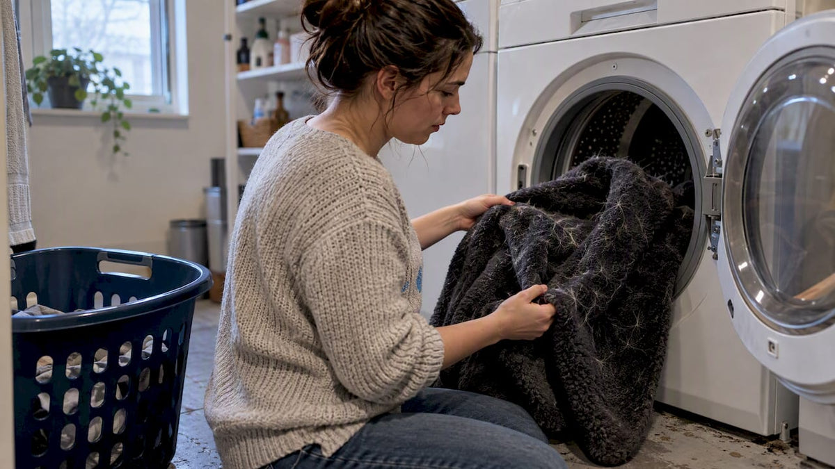 Removing pet hair from blanket in dryer