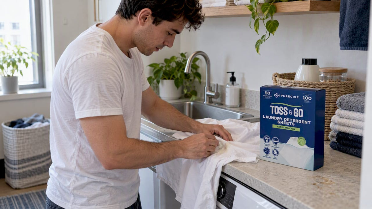 Treating a sweat stain beside detergent sheets