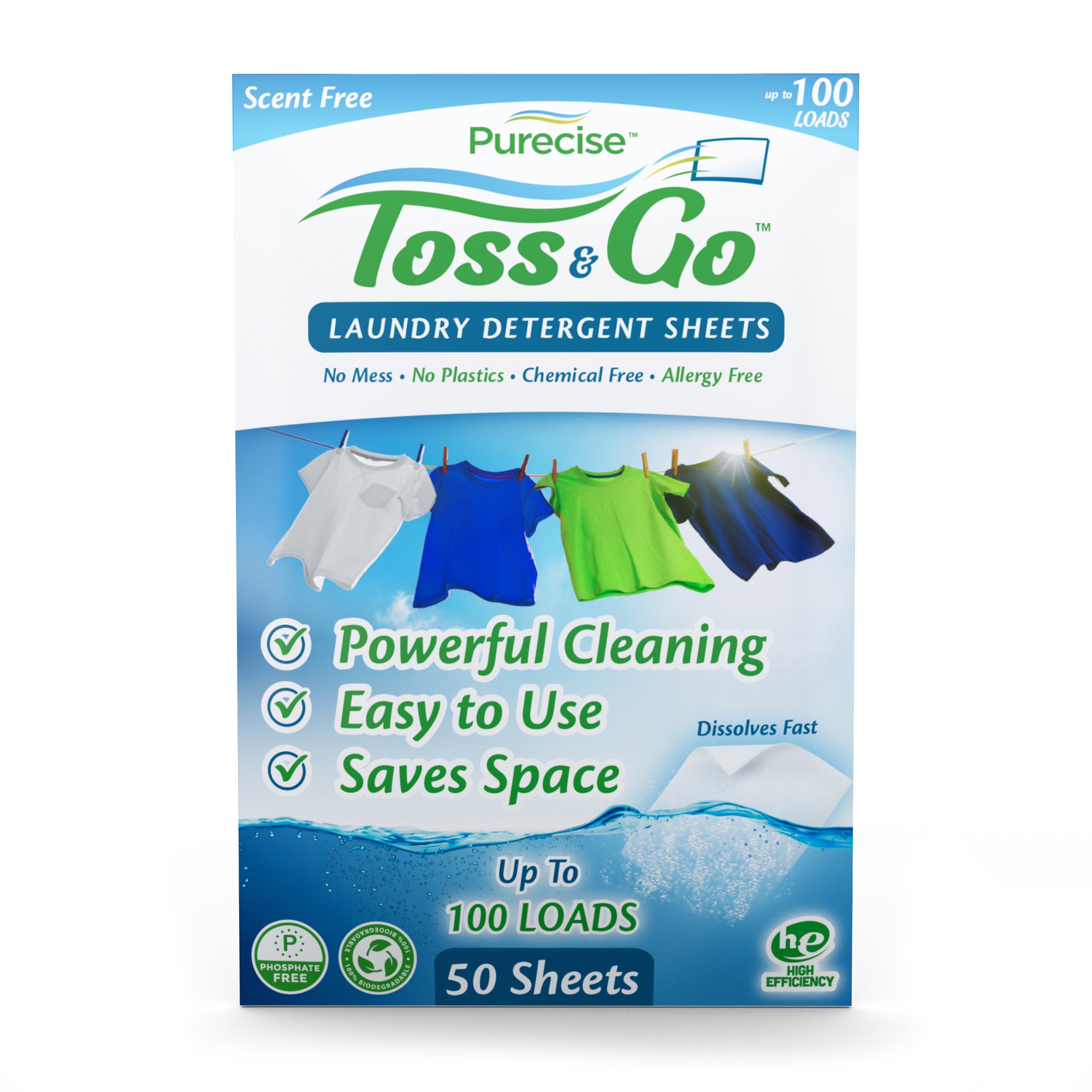 Toss & Go Laundry Detergent Sheets Travel Packs by Purecise