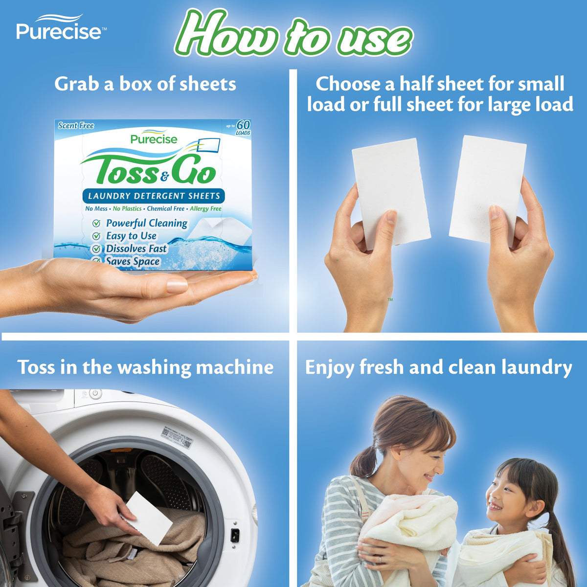 Toss & Go Laundry Detergent Sheets by Purecise